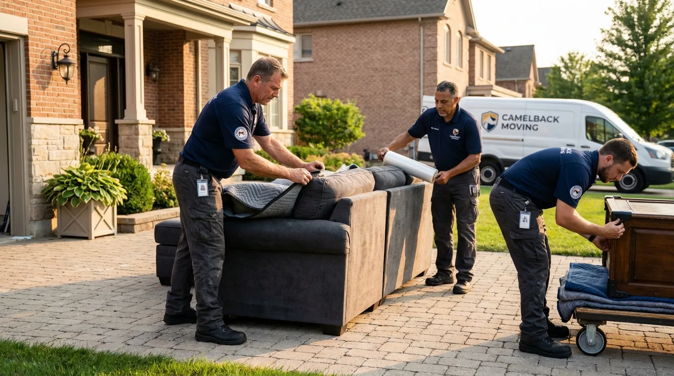 Large estate moving crew wrapping furniture in Chester, IL
